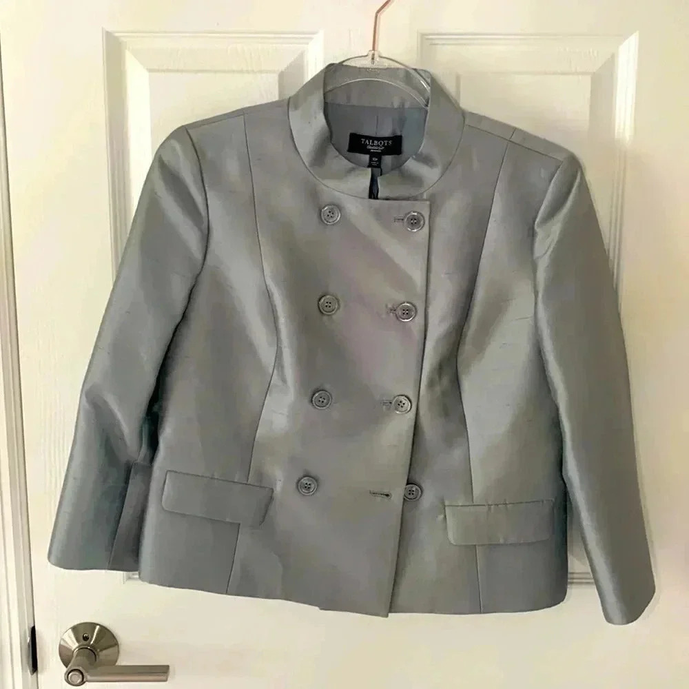 NWT Talbots silk and wool silver jacket